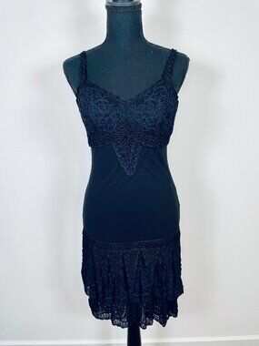 CACHE Vintage Black 100% Silk Slip dress, Size 8